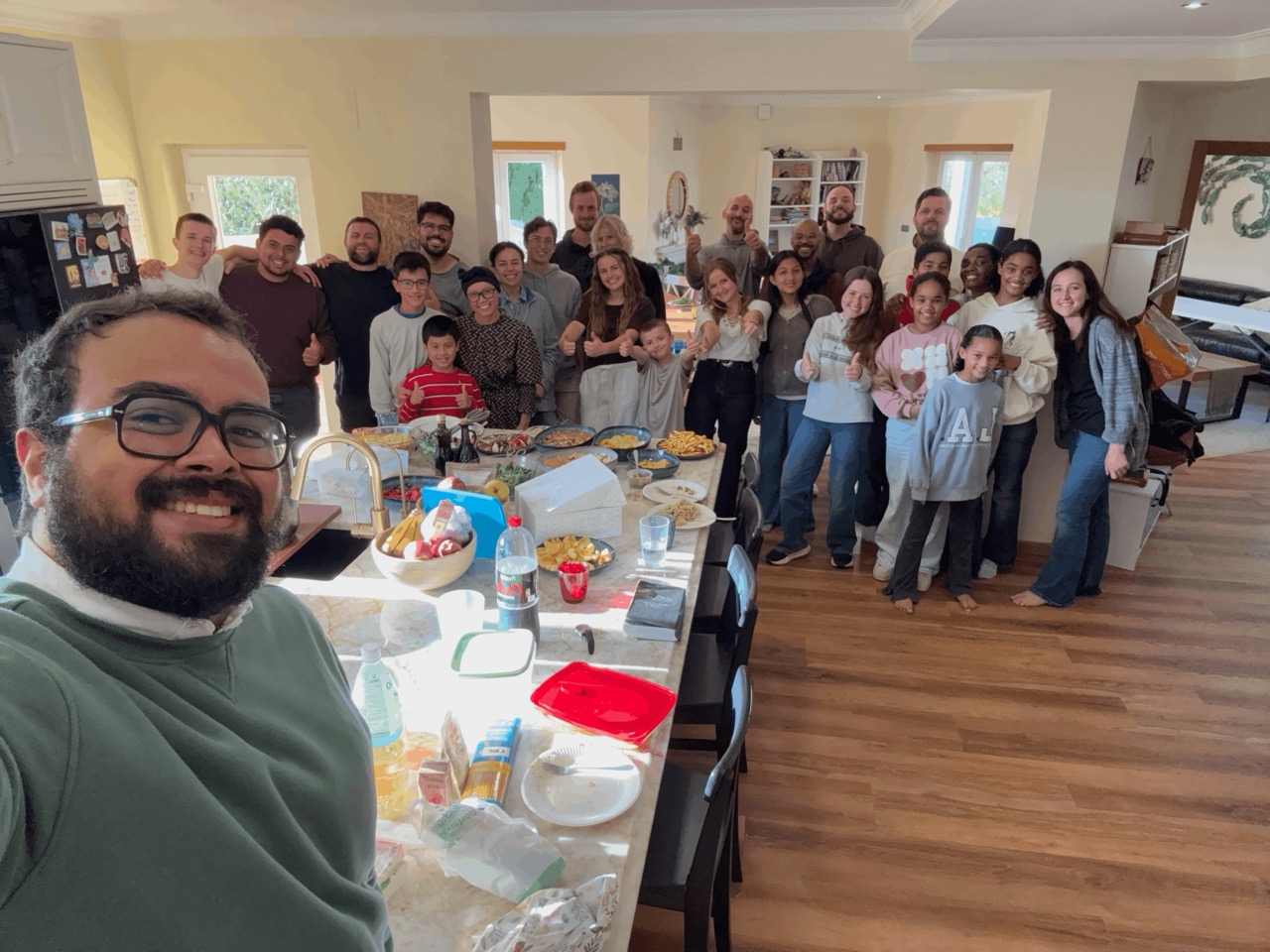 A home church gathering in Santa Cruz, Portugal — believers worshipping together